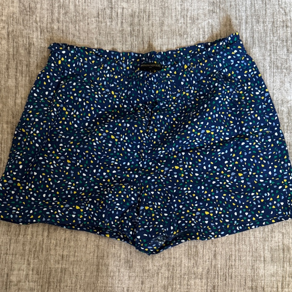 Banana Republic High Waist Blue Patterned Shorts